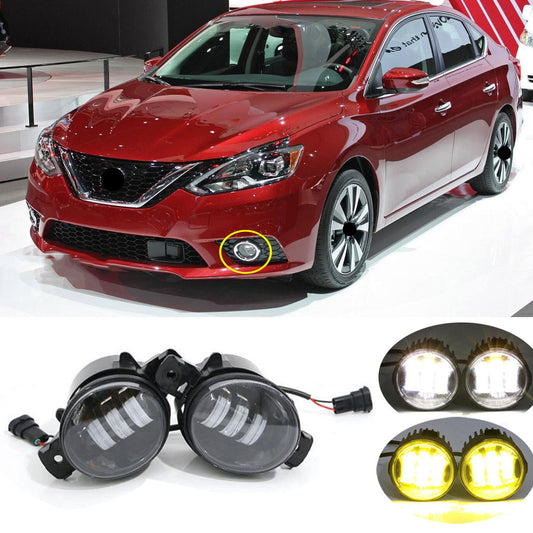 2Pc LED Front Bumper Fog Light Lamp Replace Assembly for Nissan Sentra 2016-2019