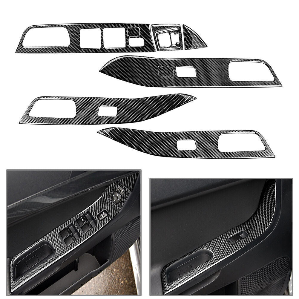 9x Carbon Fiber Window Lift Switch Panel Trim Fit for Mitsubishi Lancer EVO X 08-15