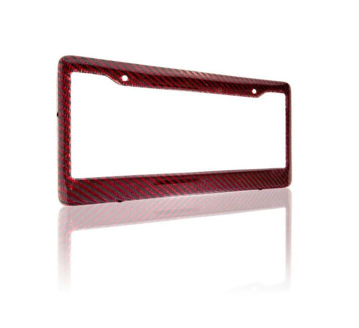 Car license plate frame cover cap trunk red carbon fiber for Subaru