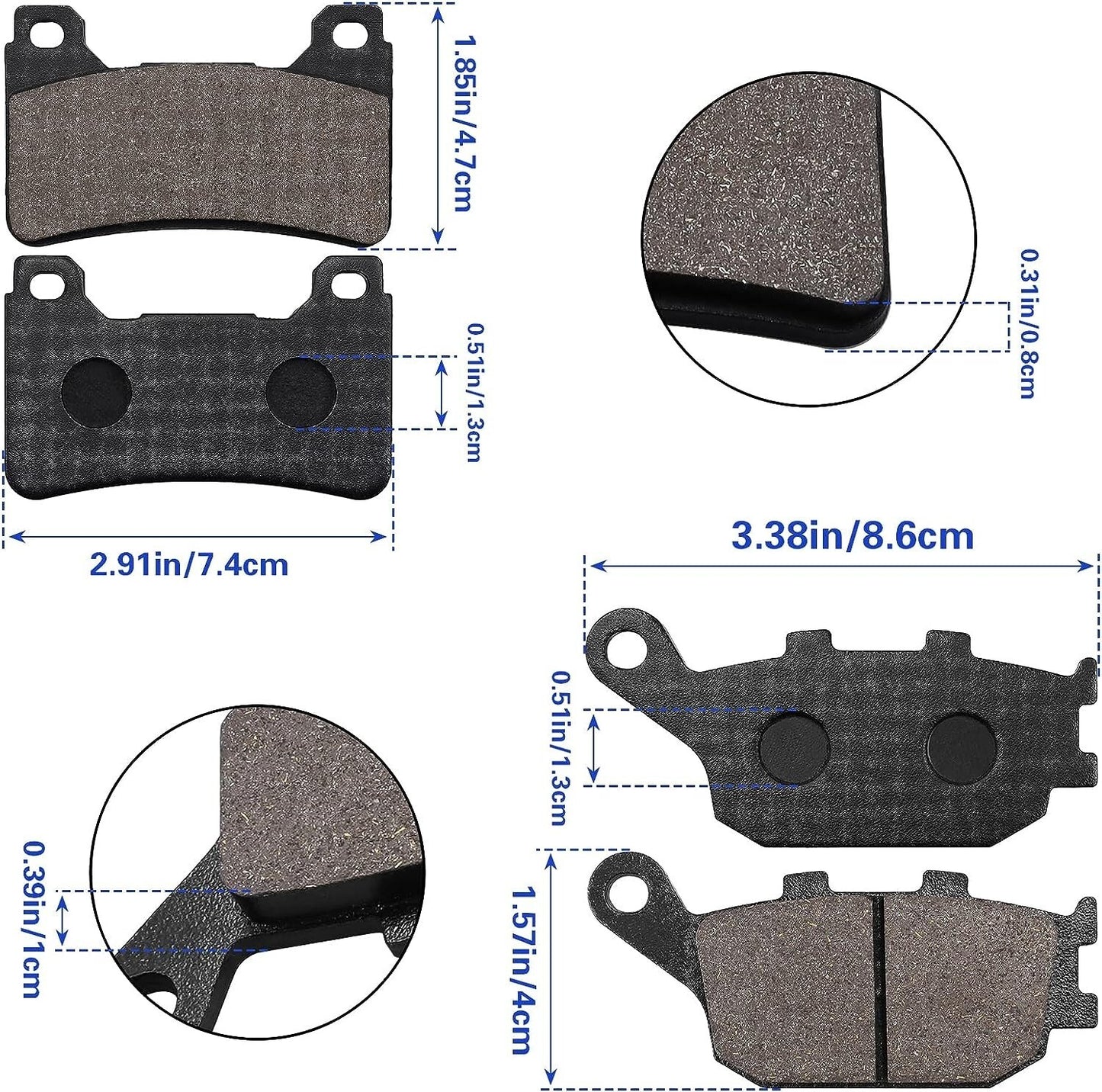 Front and Rear Brake Pads for Honda CBR600RR 2003-2006 CBR1000RR Fireblade 2004