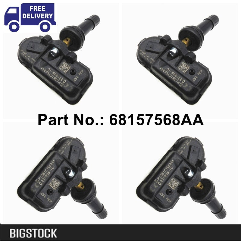4PCS 68157568AA TPMS Tire Pressure Sensor 434MHz for Ram 1500 3500 for Jeep Cherokee