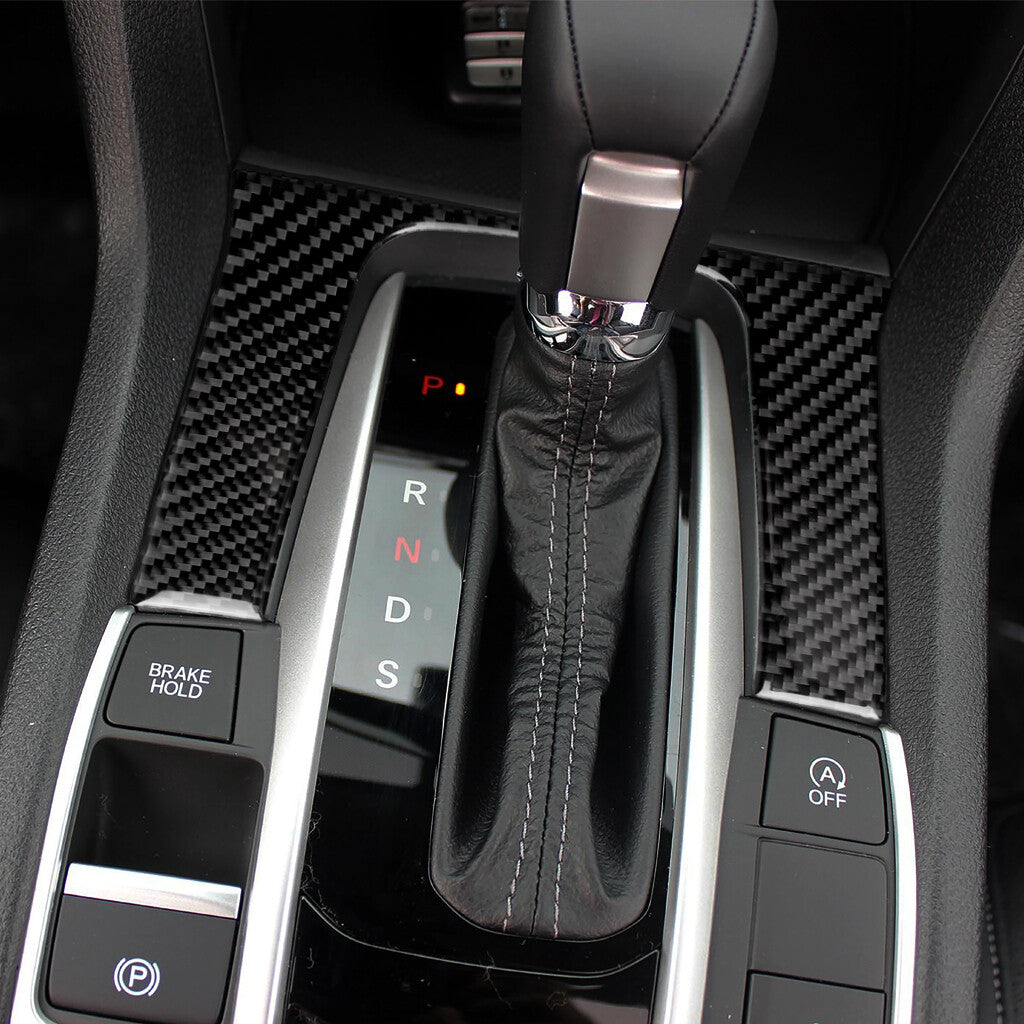 for Honda for Civic 10th 2016-19 Carbon Fiber Gear Shift Panel Decor Trim Cover