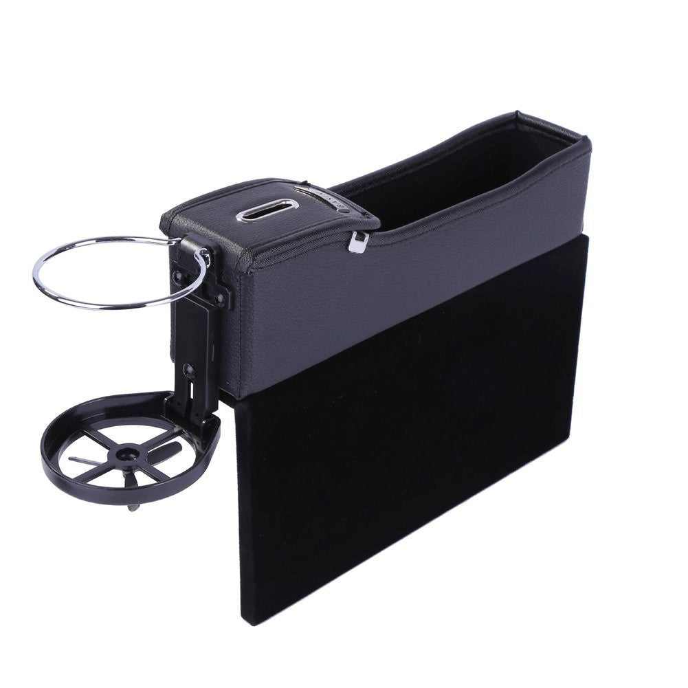 1Pc Car Right for Seat Catcher Organizer Storage Coin Box Side Pocket With Cup Hoder