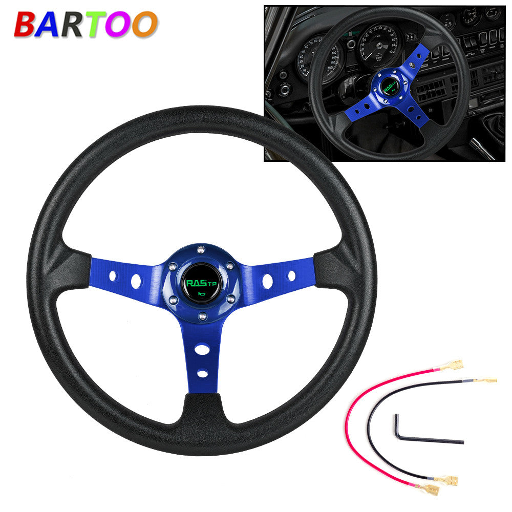 345mm Deep Dish 9.5mm PVC GRIP Drifting Racing Steering Wheel Aluminum Spoke