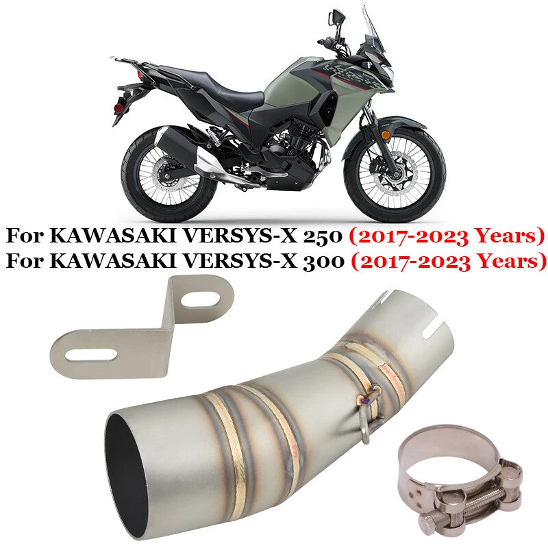 Exhaust Mid-Pipe Muffler 51mm for KAWASAKI -X 250/300 2017-23 Slip-On Titanium