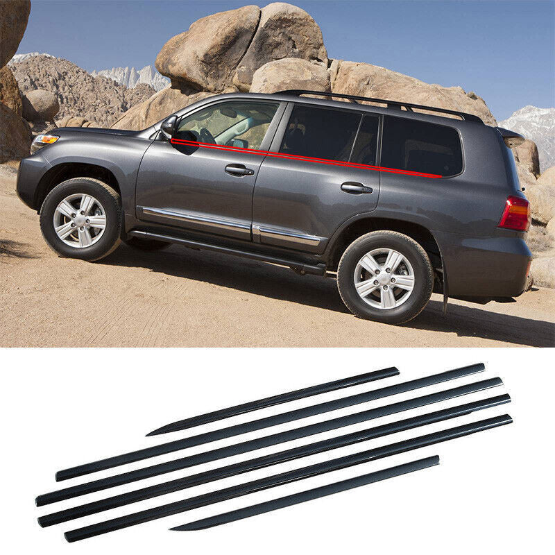 for Toyota for Land Cruiser 2009-2020 Black Steel Window Sill Molding Lower Strip 6x