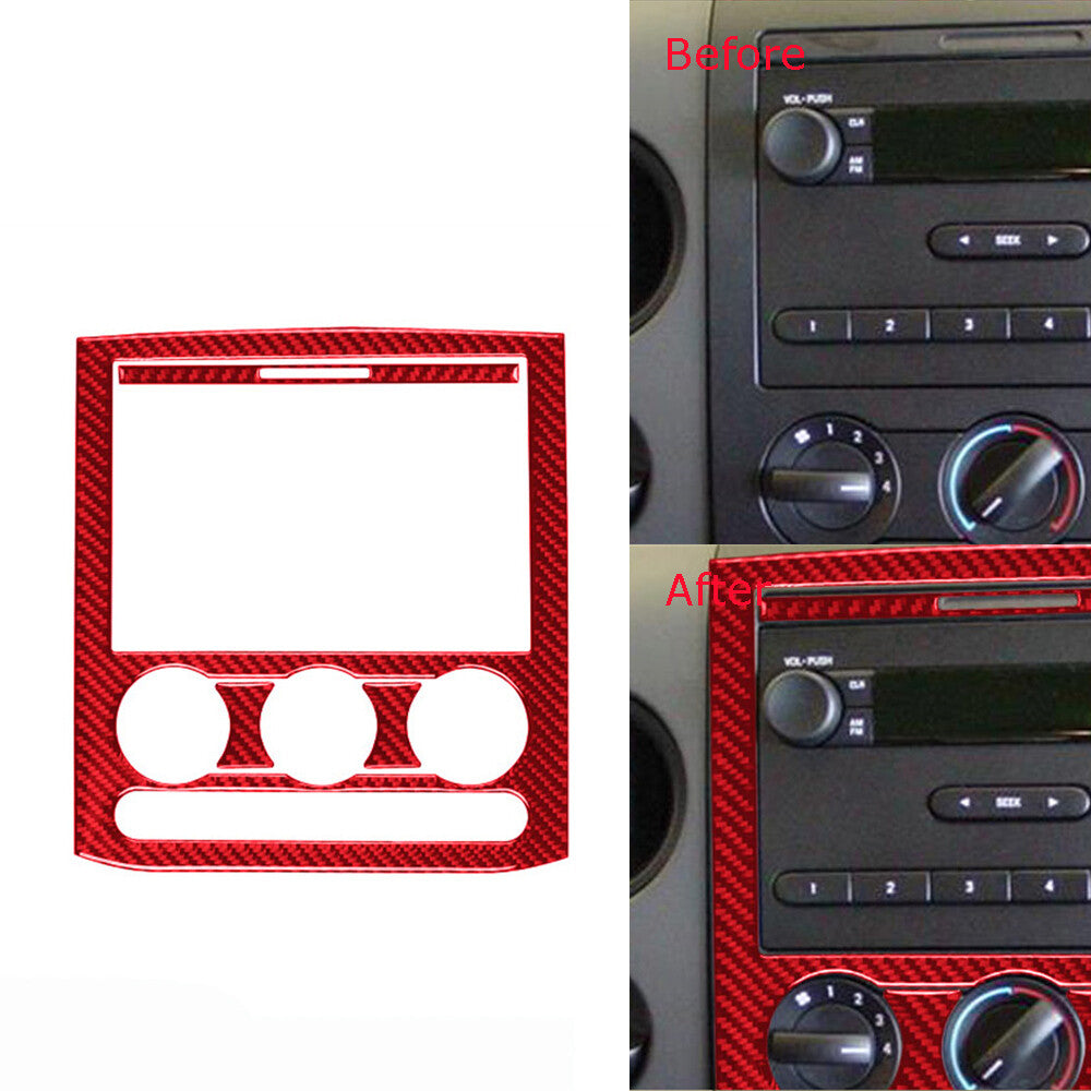 4Pcs Red Carbon Fiber Center Control Panel Trim Cover for Ford F150 2004-2008