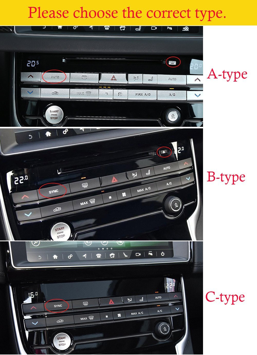 Alloy Air Conditioning Button Cover Trim for Jaguar F-PACE XF XFL 2016-21 XE XEL