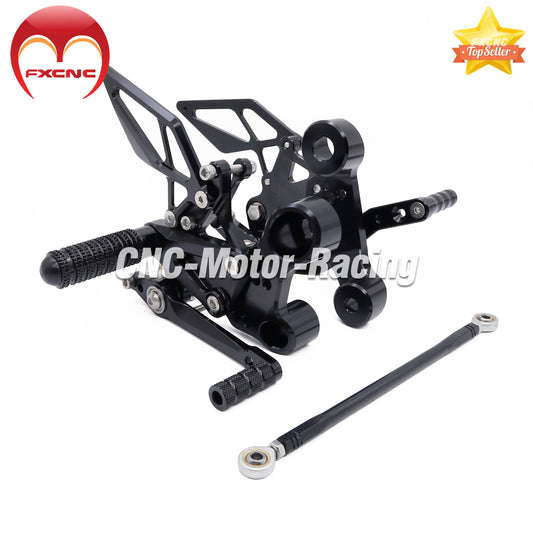 CNC geared foot pedals and foot spikes, aluminum alloy, black, for CFMOTO NK800 motorcycles.