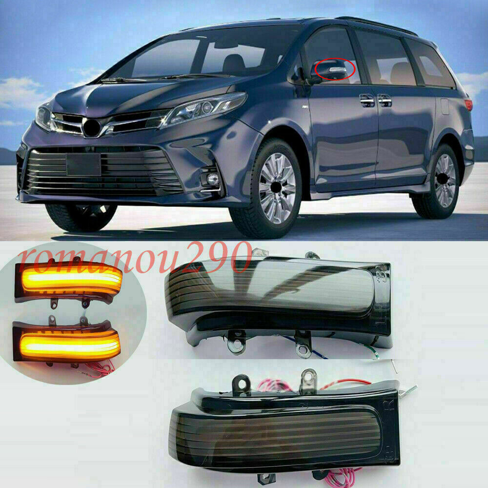 for Toyota for Sienna 2011-2020 Smoky Rearview Mirror Led Side Turn Signals Light
