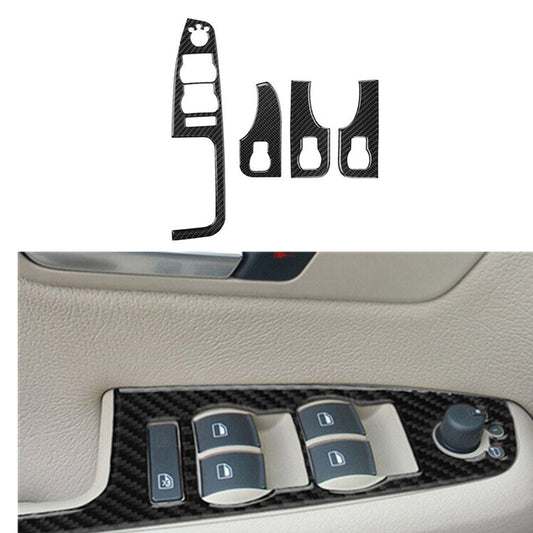 4Pcs Car Windows Control Panel Trim Sticker Carbon Fiber for Audi for A4 S4 2005-08