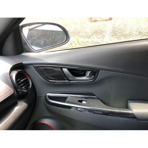 for Hyundai Kona 2018-2022ABS Carbon Fiber Interior Door Handle Bowl Cover Trims