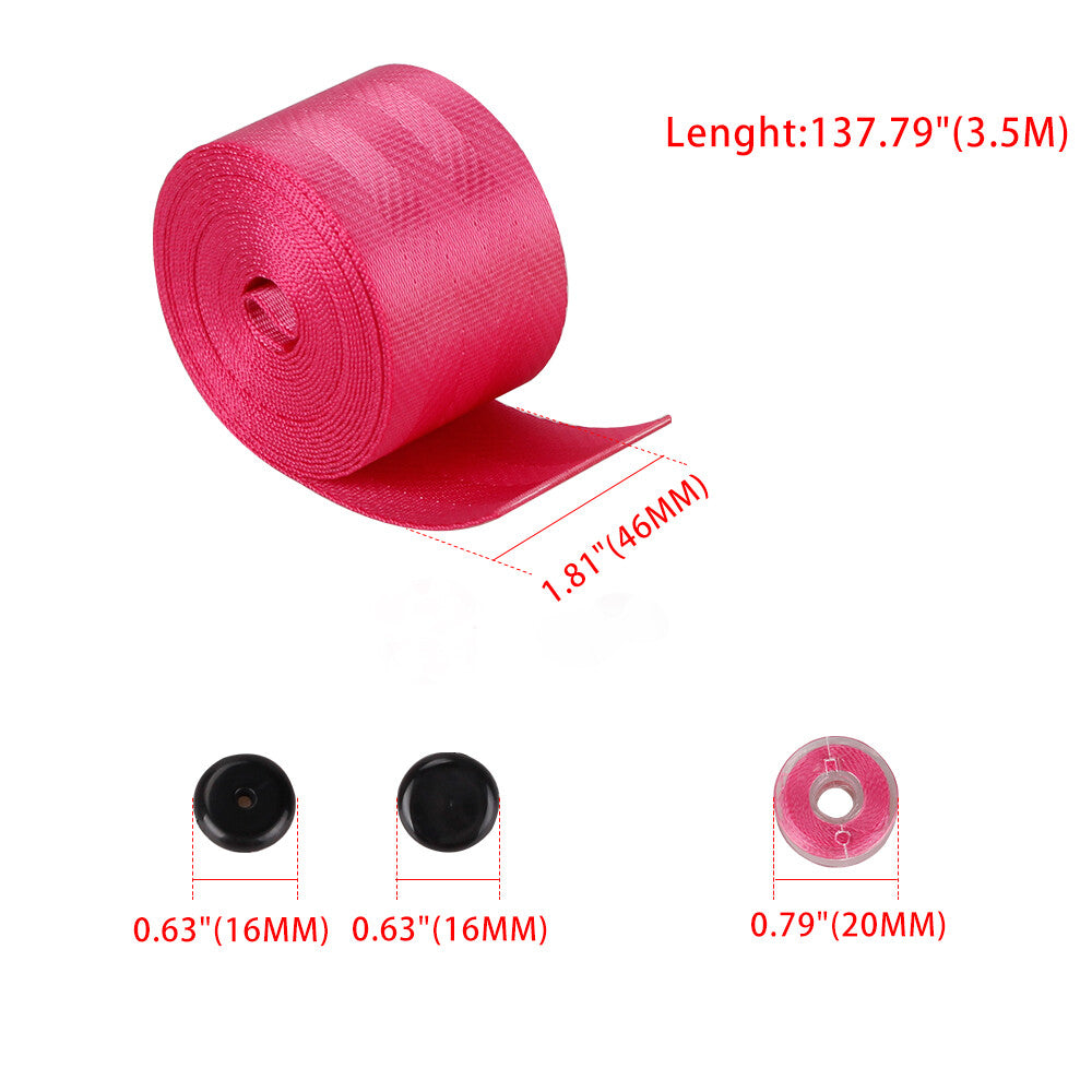 3.5M for Seat Belt Webbing Polyester for Seat Lap Retractable Nylon Safety Strap Pink