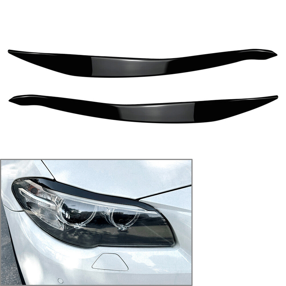 for BMW 5 Series F10 F11 2015-17 Front Headlight Eyelids Eyebrow Cover Black 2x