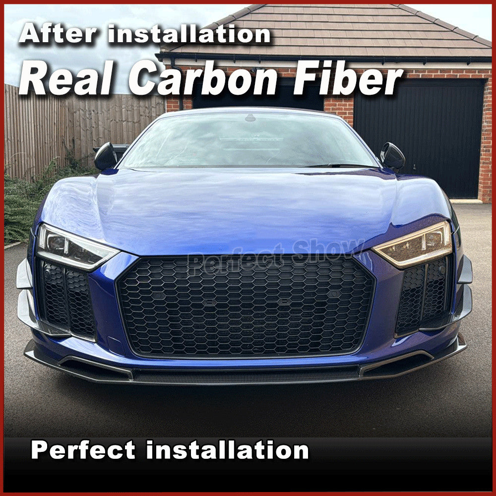 Fit for Audi R8 MK2 V10 2016-2019 Real Carbon Front Bumper Fins Canard Splitters