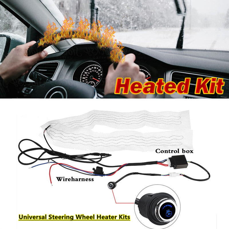 Universal Heated Steering Wheel Cover Heater Pad 6 Led Shift Switch Hand Warmer