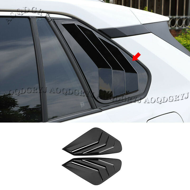 Glossy Black Rear Window Louver Shutter Cover Trim 2X for Toyota RAV4 2019-2022