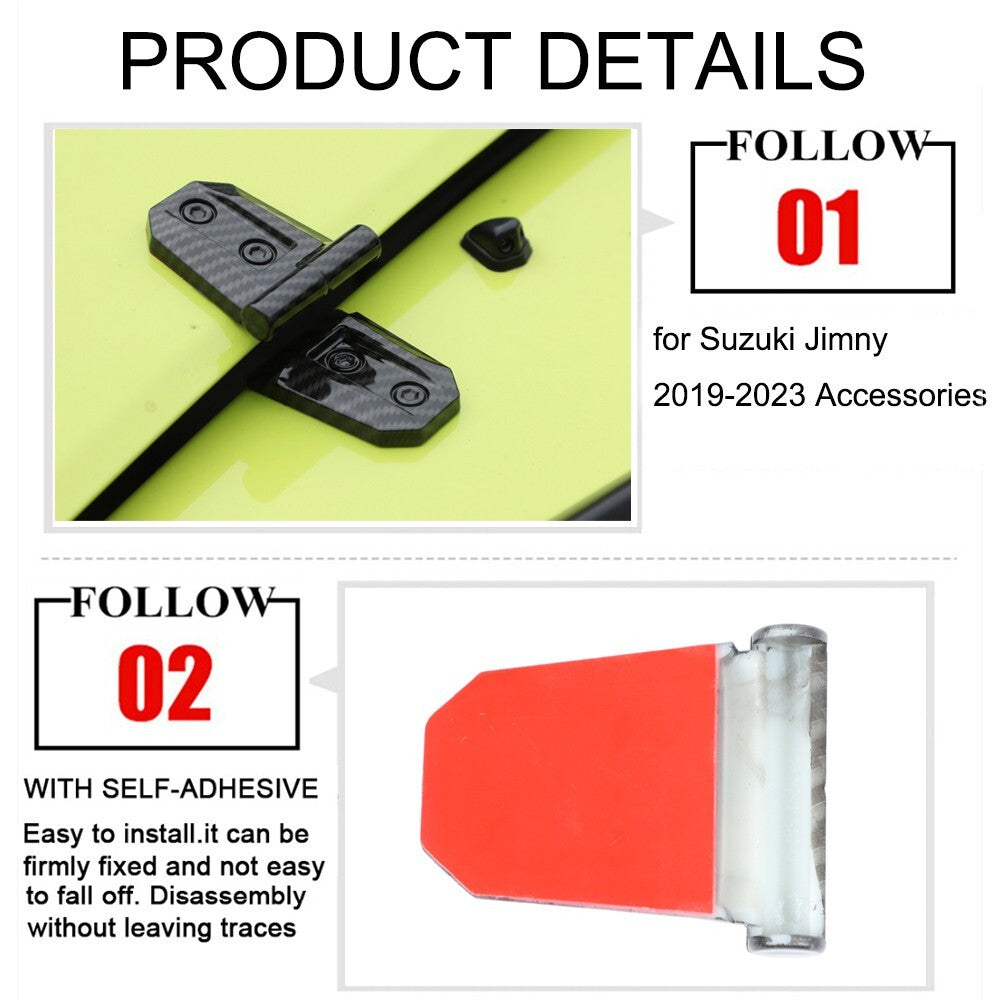 Carbon Fiber Engine Hood Hinge Protective Cover Trim for Suzuki for Jimny 2019-2023
