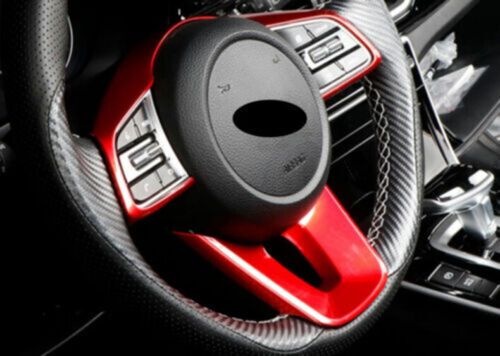 for Kia Seltos 2020-2023 Red ABS Inner Steering Wheel button Frame Cover Trim 2