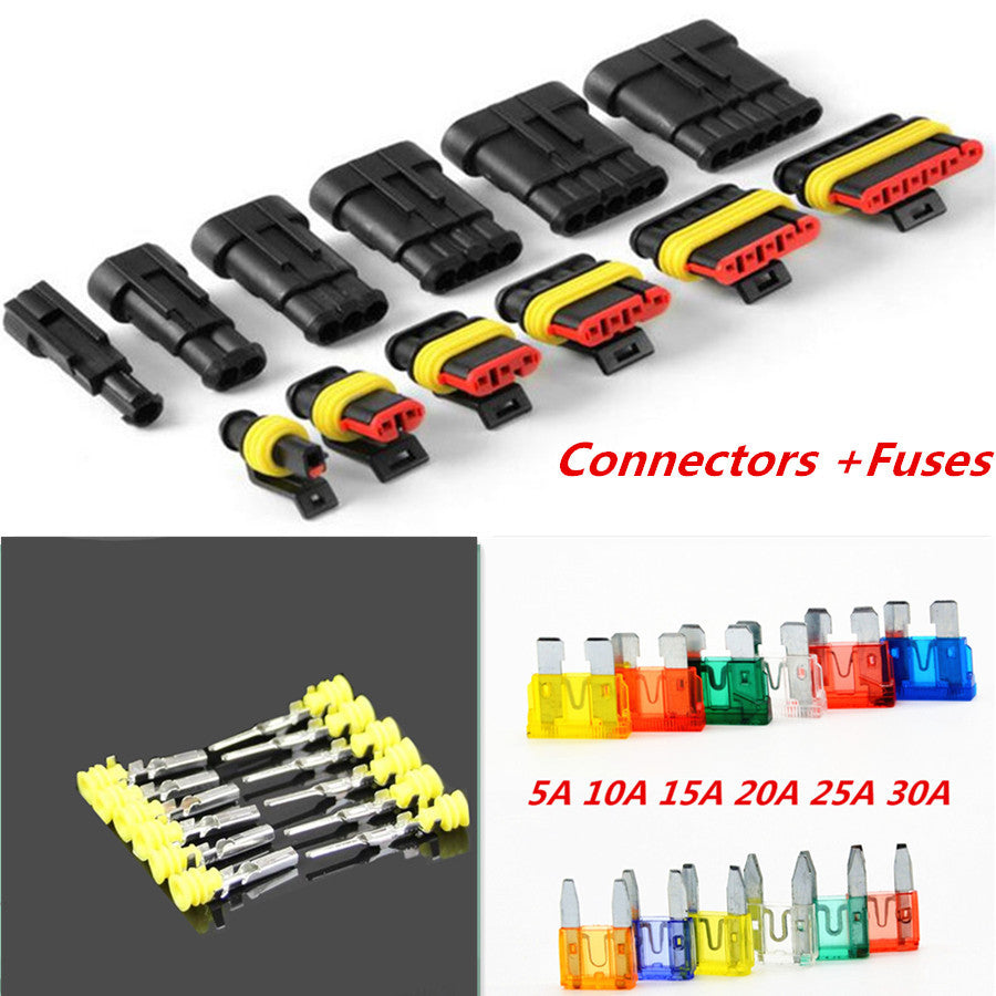 Car Waterproof Electrical 1/2/3/4/5/6Pin Wire Way Connector Terminal Blade Fuses
