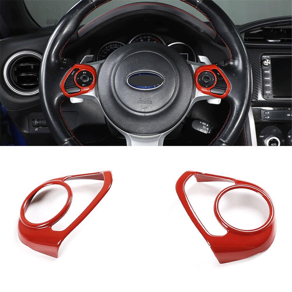 2Pcs for Toyota 86 for Subaru BRZ 17-21 Red ABS Interior Steering Wheel Button Trim