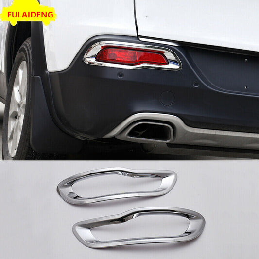 for Jeep Cherokee 2014-2018 Chrome Car Rear Bumper Fog Light Lamp Cover Trim 2X