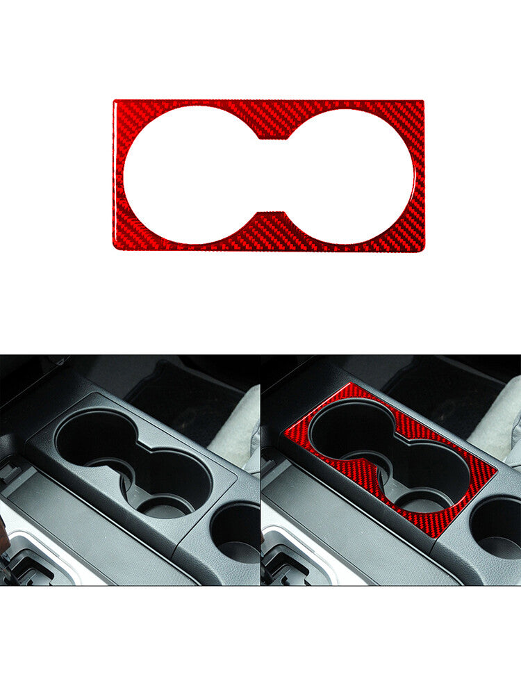 Red Water Cup Slot Frame Panel Trim Carbon Fiber for Toyota Tundra 2007-2013