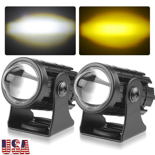 2X for Mini Motorcycle LED Driving Fog Spot Light Amber Projector Lamp for Jeep SUV