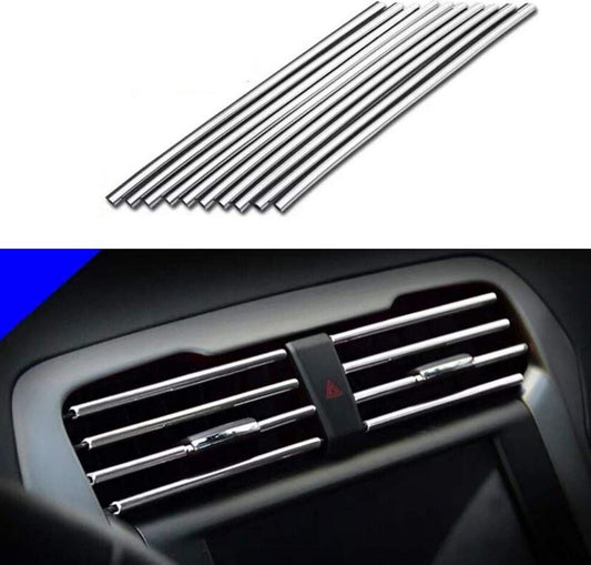 Car air conditioning socket decorative molding trim strip silver for Peugeot