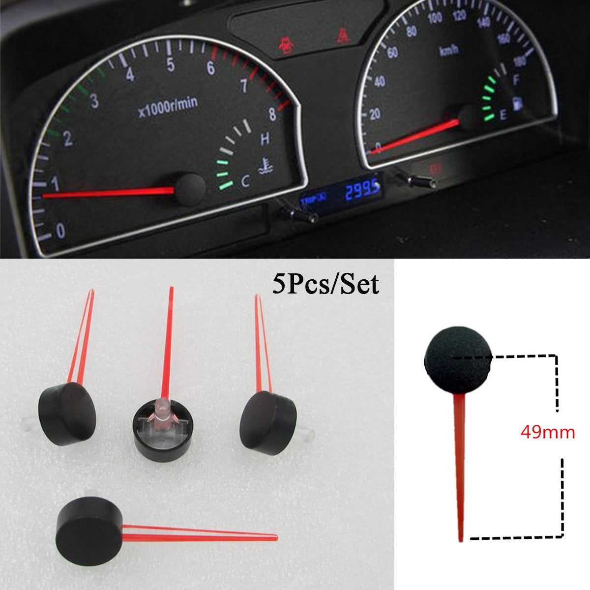 5X 49mm Length Car Motorcycle Speedometer Needle Pointers Plastic Red Universal