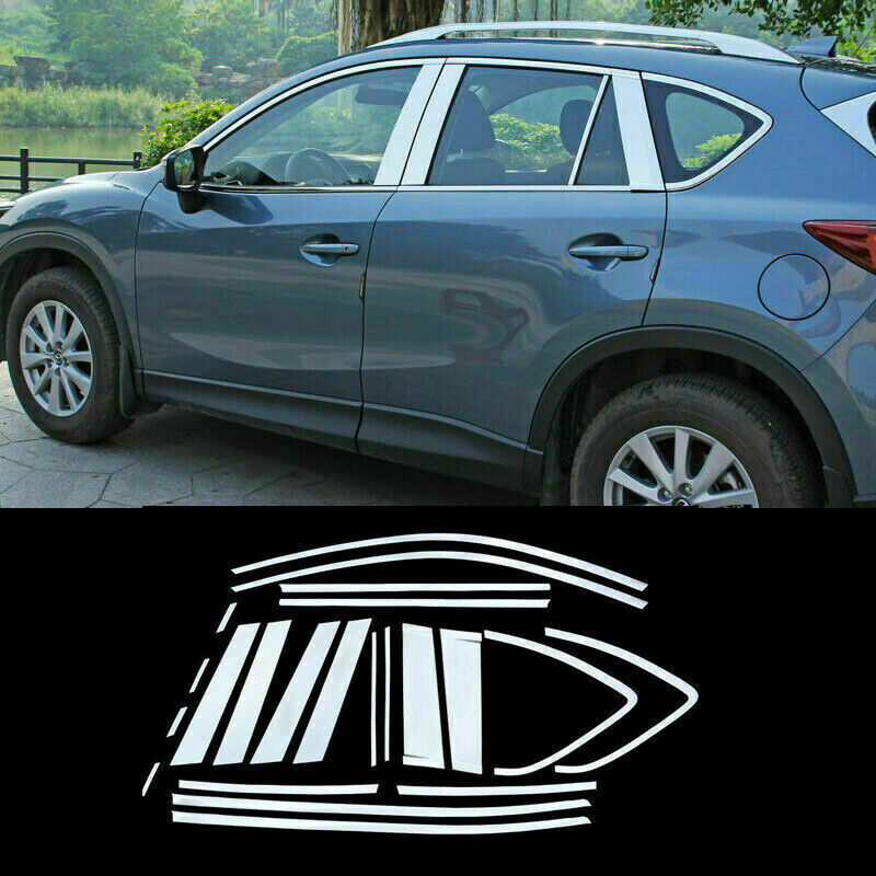 22x for Mazda CX-5 2012-2016 Steel Chrome Full WindowPost Strip Sill cover trim