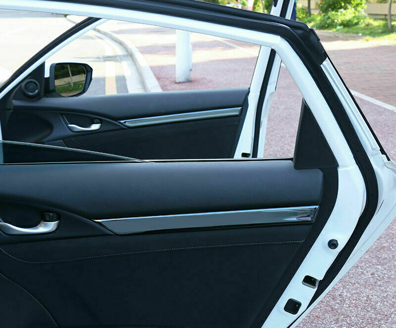 for Honda for Civic 2016-2021 10th Sedan Black Inner Door Strips Cover Trim S.Steel