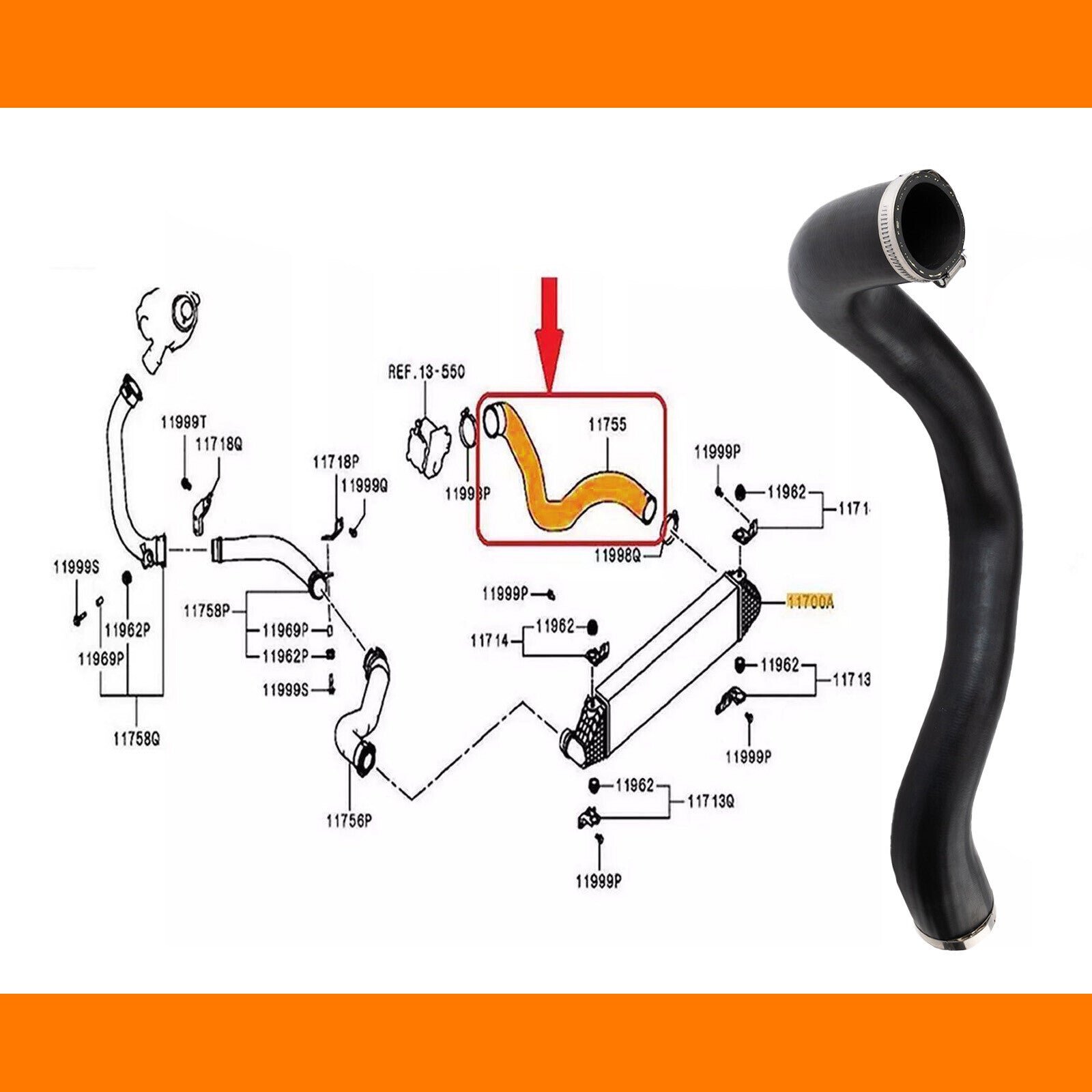 Turbo Intercooler Hose Pipe 1505A568 for Mitsubishi Outlander 2.2Di D 1505B318