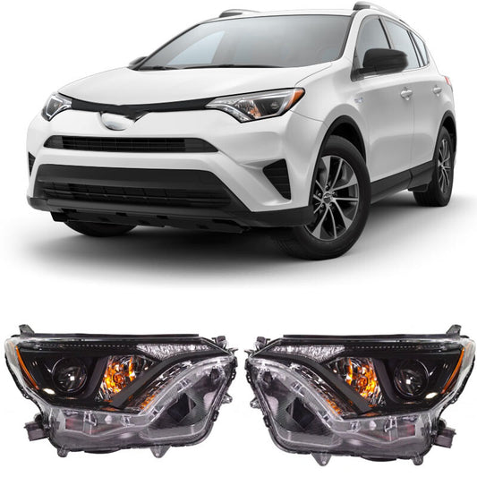 Driver and passenger side-mounted/packaged halogen headlights for Toyota RAV4 2016 - 2018