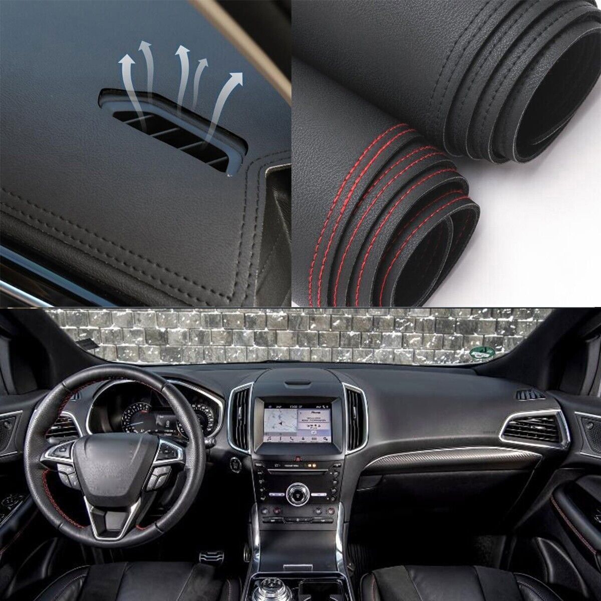 PU leather Dashboard Dash Mat Non-slip DashMat Shade Pad for Ford Edge 2019-2024