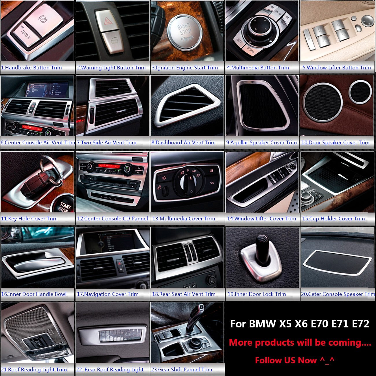 Stainless Steel for BMW X5 X6 E70 E71 Auto Dashboard Speaker Stereo Cover Trims