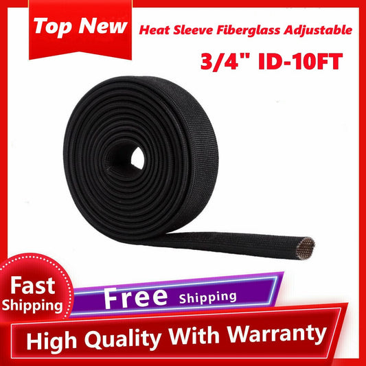 High-Temperature Black Automatic Heat Dissipation Cover, Fiberglass Adjustable Heat Insulation Cover, 3/4 ID x 10 ft