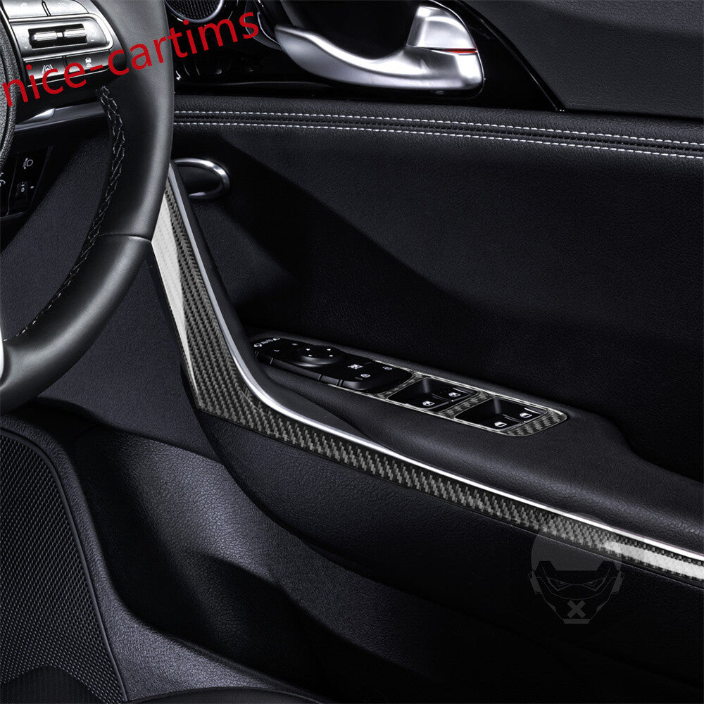 for Kia Stinger 2019+ RHD Window Lift Switch Door Panel Set Trim Carbon Fiber¡Á6