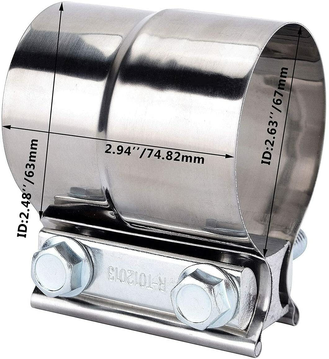 2-pack 304 stainless steel exhaust clip muffler with clips suitable for 2.5-inch diameter