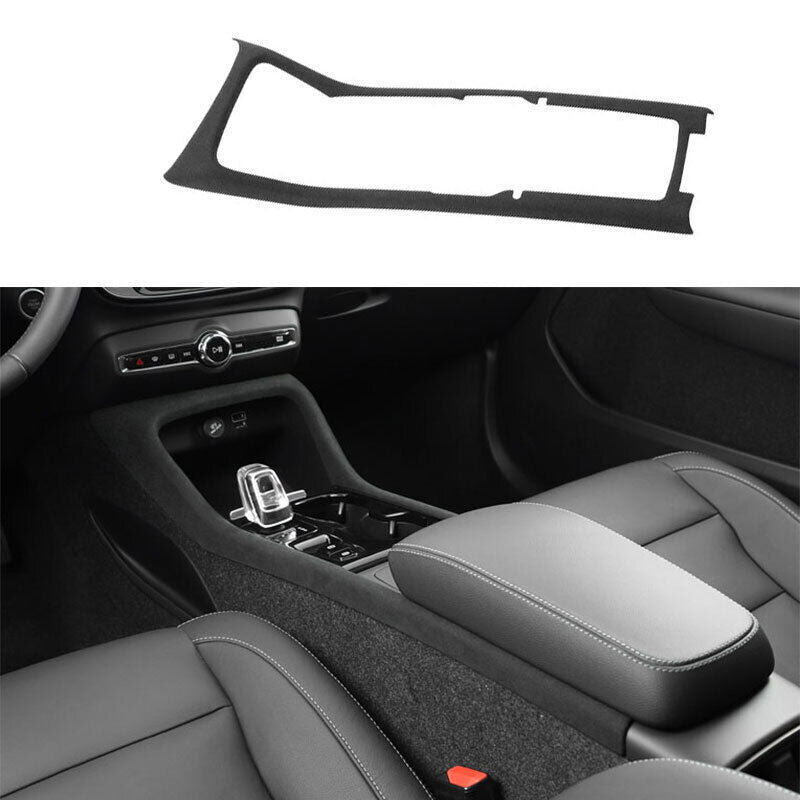 for Volvo XC40 2019-2022 Black Suede Central Console Gear Shift Frame Cover Trim