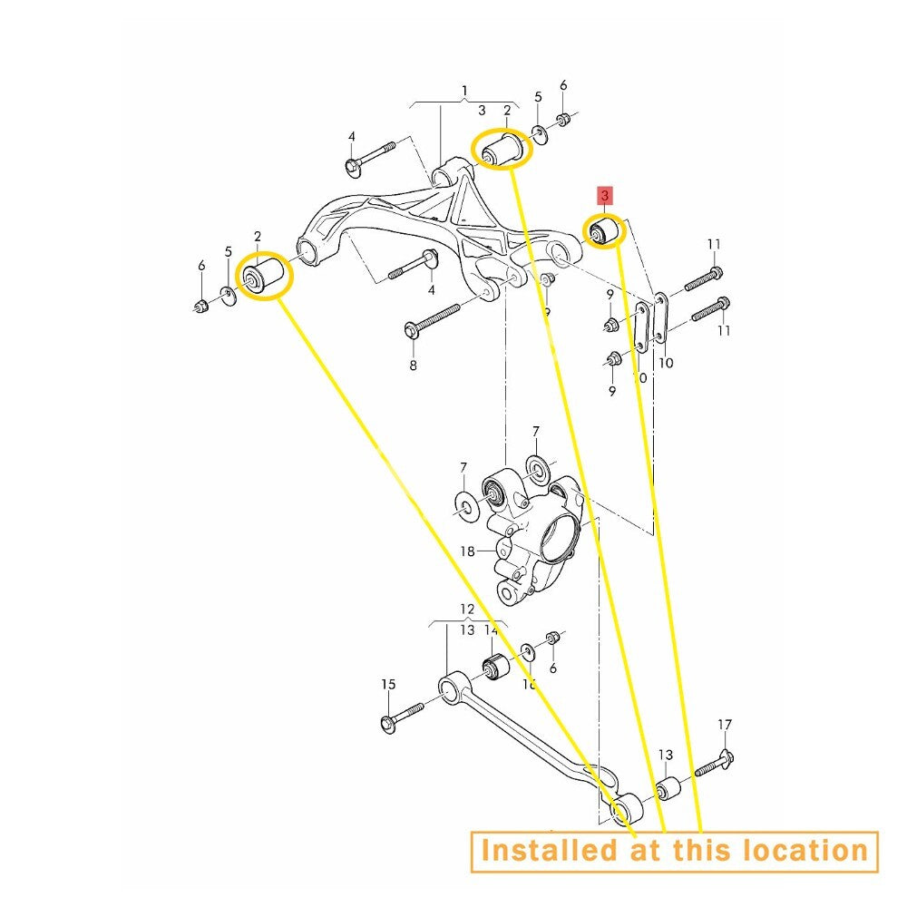 Equipment Manufacturer ( ) for Bentley Mulsanne Rear Upper Control Arm Bushing Kit: 3Y0511415 8K0501541