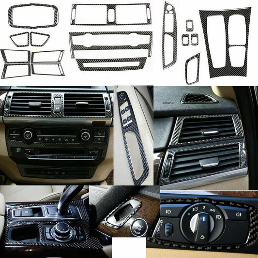 16-Piece Carbon Fiber Interior Trim Covers for BMW X5, E70, X6, E71 (2008-13)