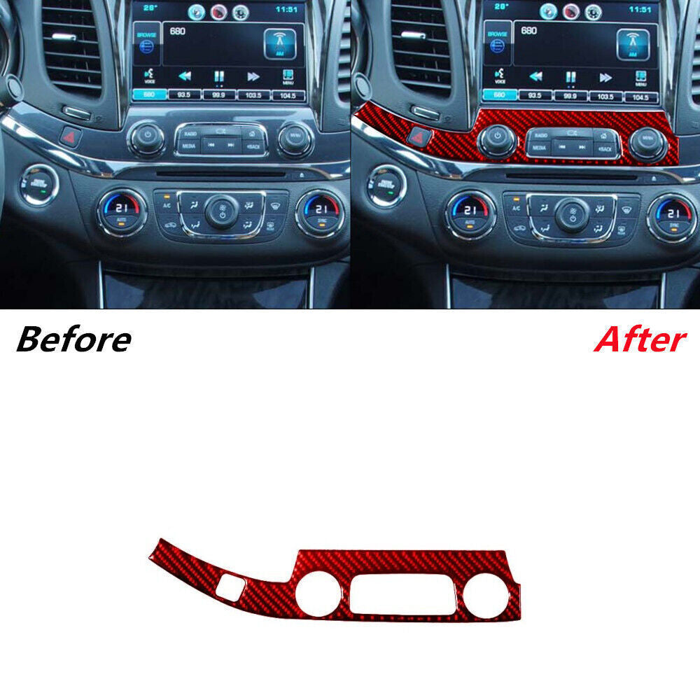Red Center Control Button Frame Trim Carbon Fiber for Chevy Impala 2014-2020