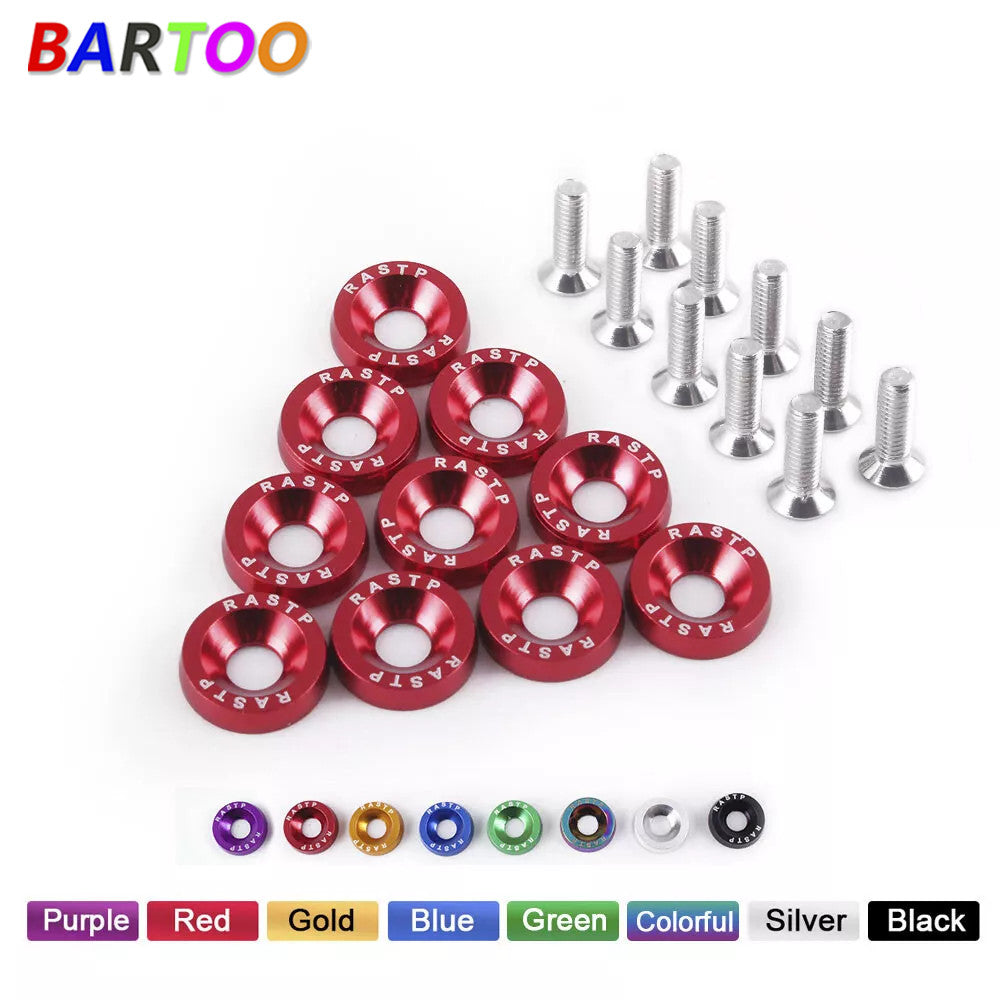 Aluminum 10Pcs Fender Washers Bumper Flat Head Washers M6 Bolt
