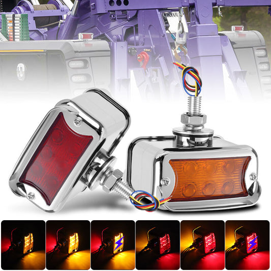 2X LED Double Face Fender Side Marker Light Turn Signal Lamp Red/Amber Truck US