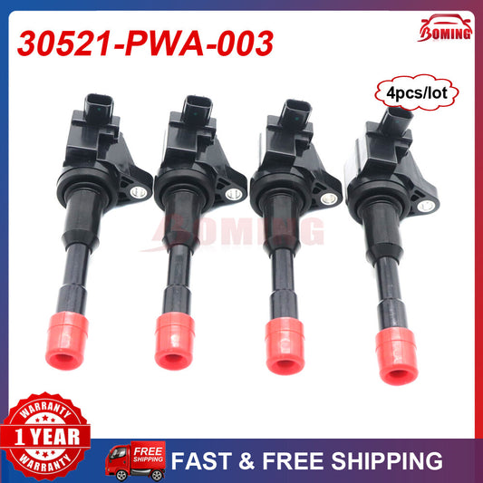 4 brand new rear ignition coils 30521-PWA-003, compatible with for Honda City for Civic UF374 CM11-108