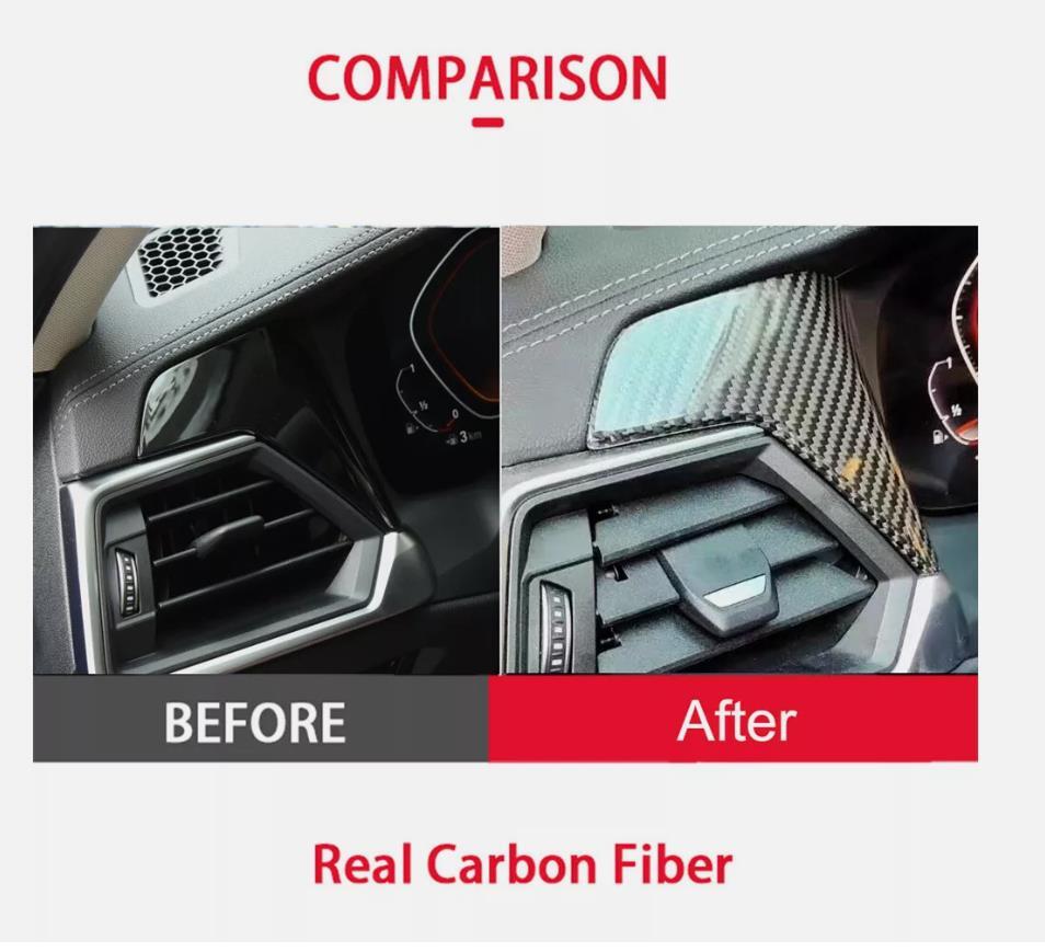 Carbon fiber trim on dashboard side AC vent covers for BMW M3 M4 G80 G82 G83 21+