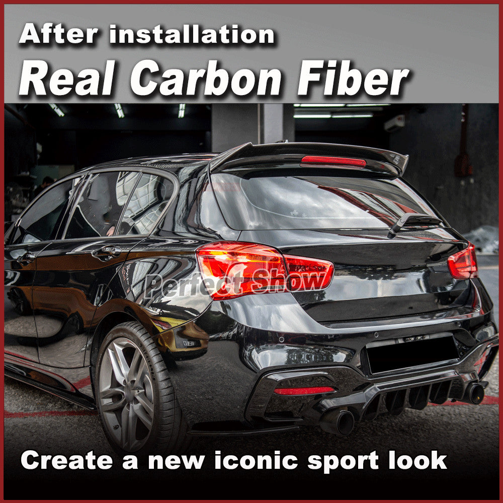 for BMW 1-Series F20 Hatchback 12-18 REAL Carbon Rear Roof Spoiler Window Wing