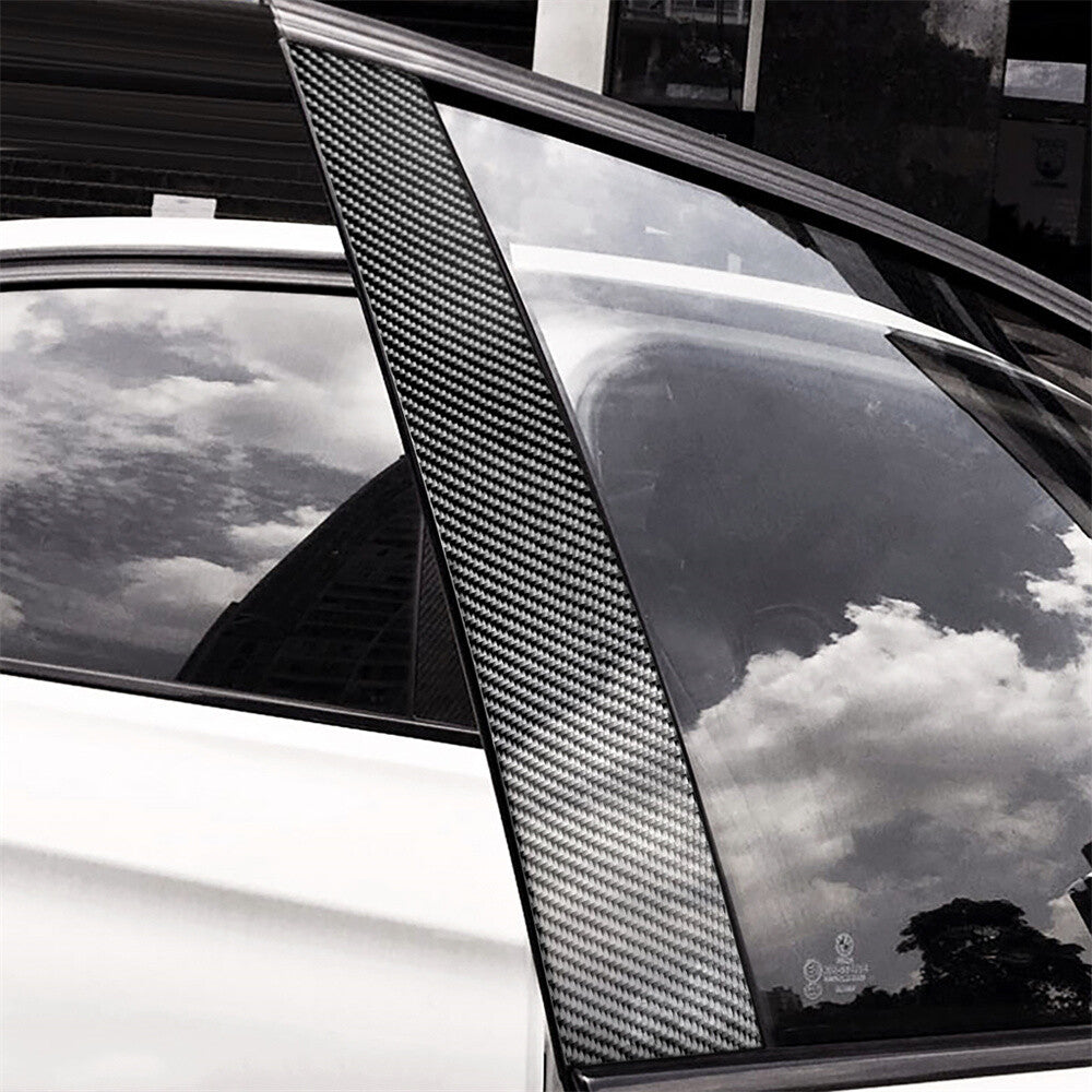 6Pcs Carbon Fiber Door Window Pillar Posts Panel Cover for Audi A4 A4L 2017-2021