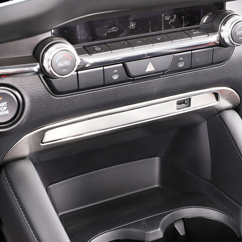 Stainless Matte Silver Central Console USB Frame Trim for Mazda 3 Axela 2019-23